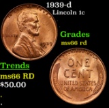 1939-d Lincoln Cent 1c Grades GEM+ Unc RD