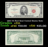 1963 $5 Red Seal United States Note Grades vf++