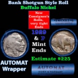 Buffalo Nickel Shotgun Roll in Old Bank Style 'Abbott Coin Counter AutoMat' Wrapper 1925 & p Mint En
