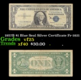 1957B $1 Blue Seal Silver Certificate Fr-1621 Grades vf+