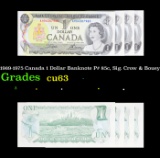 1969-1975 Canada 1 Dollar Banknote P# 85c, Sig. Crow & Bouey Grades Select CU
