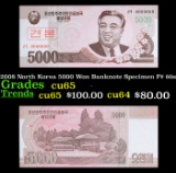 2008 North Korea 5000 Won Banknote Specimen P# 66s Grades Gem CU
