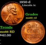 1950-d Lincoln Cent 1c Grades GEM+ Unc RD
