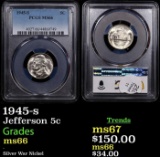 PCGS 1945-s Jefferson Nickel 5c Graded ms66 By PCGS