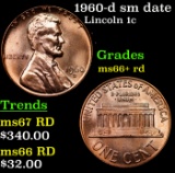 1960-d sm date Lincoln Cent 1c Grades GEM++ RD