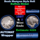 Buffalo Nickel Shotgun Roll in Old Bank Style 'Abbott Coin Counter AutoMat' Wrapper 1927 & s Mint En