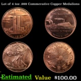 Lot of 4 1oz .999 Commerative Copper Medalions