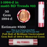 Shotgun Lincoln 1c roll, 1994-d 50 pcs Brandt 50c Wrapper.