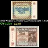 1922 Weimar Germany 5,000 Mark Note P: 81D Grades Choice AU/BU Slider