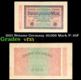 1923 Weiamr Germany 20,000 Mark P: 85F Grades vf++