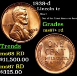 1938-d Lincoln Cent 1c Grades GEM++ RD