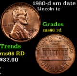 1960-d sm date Lincoln Cent 1c Grades GEM+ Unc RD