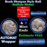 Buffalo Nickel Shotgun Roll in Old Bank Style 'Abbott Coin Counter AutoMat' Wrapper 1924 & p Mint En