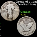 Group of 3 1926-p, 1928-d, 1928-s Standing Liberty Quarter 25c