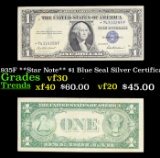 1935F **Star Note** $1 Blue Seal Silver Certificate Grades vf++