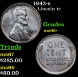 1943-s Lincoln Cent 1c Grades GEM++ Unc