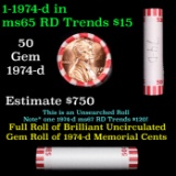 Shotgun Lincoln 1c roll, 1974-d 50 pcs Brandt 50c Wrapper.