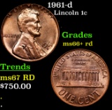 1961-d Lincoln Cent 1c Grades GEM++ RD