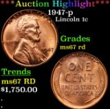 ***Auction Highlight*** 1947-p Lincoln Cent 1c Graded GEM++ Unc RD By USCG (fc)