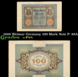 1920 Weimar Germany 100 Mark Note P: 69A Grades vf++