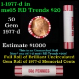 Shotgun Lincoln 1c roll, 1977-d 50 pcs Brandt 50c Wrapper.