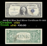 1957B $1 Blue Seal Silver Certificate Fr-1621 Grades vf+