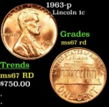 1963-p Lincoln Cent 1c Grades GEM++ Unc RD