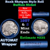 Buffalo Nickel Shotgun Roll in Old Bank Style 'Abbott Coin Counter AutoMat' Wrapper 1937 & s Mint En