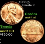 1963-p Lincoln Cent 1c Grades GEM++ Unc RD