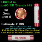 Shotgun Lincoln 1c roll, 1979-d 50 pcs Brandt 50c Wrapper.