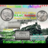 ***Auction Highlight*** Full solid date 1923-p Au/Bu Slider Peace silver dollar roll, 20 coins (fc)