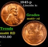 1945-p Lincoln Cent 1c Grades Gem+ Unc RD