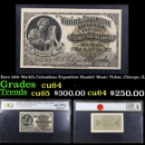 PCGS Rare 1893 World's Columbian Exposition Handel/ Music Ticket, Chicago, IL Graded cu64 By PCGS