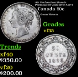 1896 Newfoundland (Canada Provincial) 50 Cents Silver KM# 6 Grades vf++