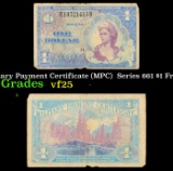 Military Payment Certificate (MPC)  Series 661 $1 Fr. M905 Grades vf+