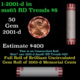 Shotgun Lincoln 1c roll, 2001-d 50 pcs Brandt 50c Wrapper.