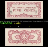 1942 Myanmar (Japanese WWII Occupation) 5 Cents Banknote P#?10 Grades Choice CU