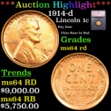 ***Auction Highlight*** 1914-d Lincoln Cent 1c Graded ms64 rd By SEGS (fc)