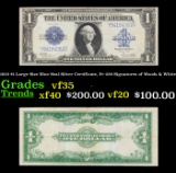 1923 $1 Large Size Blue Seal Silver Certificate, Fr-238 Signatures of Woods & White Grades vf++