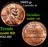 1963-p Lincoln Cent 1c Grades Gem+ Unc RD