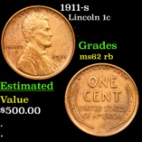 1911-s Lincoln Cent 1c Grades Select Unc RB