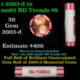 Shotgun Lincoln 1c roll, 2003-d 50 pcs Brandt 50c Wrapper.