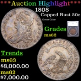 ***Auction Highlight*** 1808 Capped Bust Half Dollar 50c Graded ms62 BY SEGS (fc)
