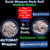 Buffalo Nickel Shotgun Roll in Old Bank Style 'Abbott Coin Counter AutoMat' Wrapper 1929 &  Mint End