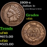 1909-s Indian Cent 1c Grades vf+