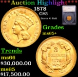 ***Auction Highlight*** 1878 Three Dollar Gold 3 Graded ms65+ By SEGS (fc)