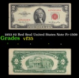 1953 $2 Red Seal United States Note Fr-1509 Grades vf++