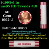 Shotgun Lincoln 1c roll, 1992-d 50 pcs Brandt 50c Wrapper.