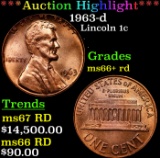 ***Auction Highlight*** 1963-d Lincoln Cent 1c Graded GEM++ RD By USCG (fc)
