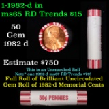 Shotgun Lincoln 1c roll, 1982-d 50 pcs Brandt 50c Wrapper.